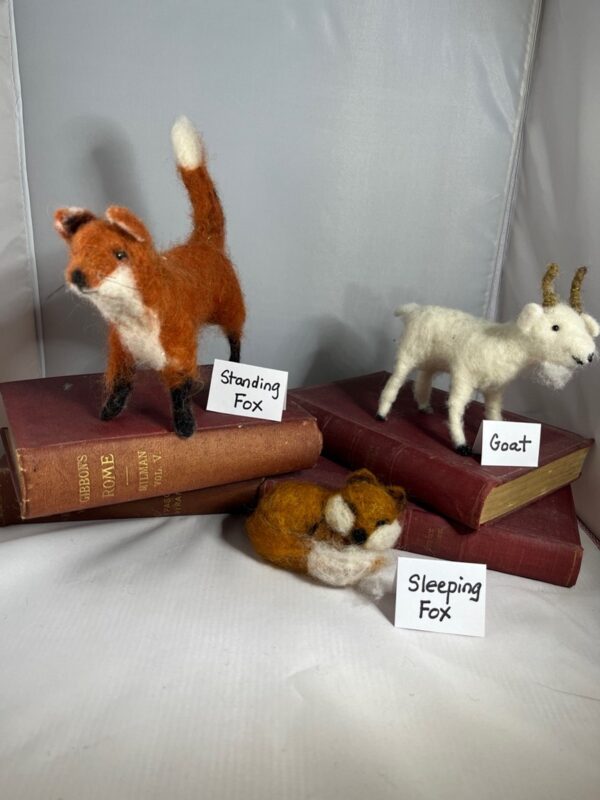 Needle felting: Foxes & Goat